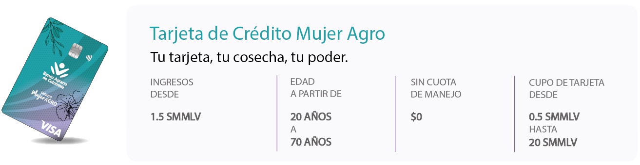 Imagen y beneficios tarjeta de crédito mujer agro
