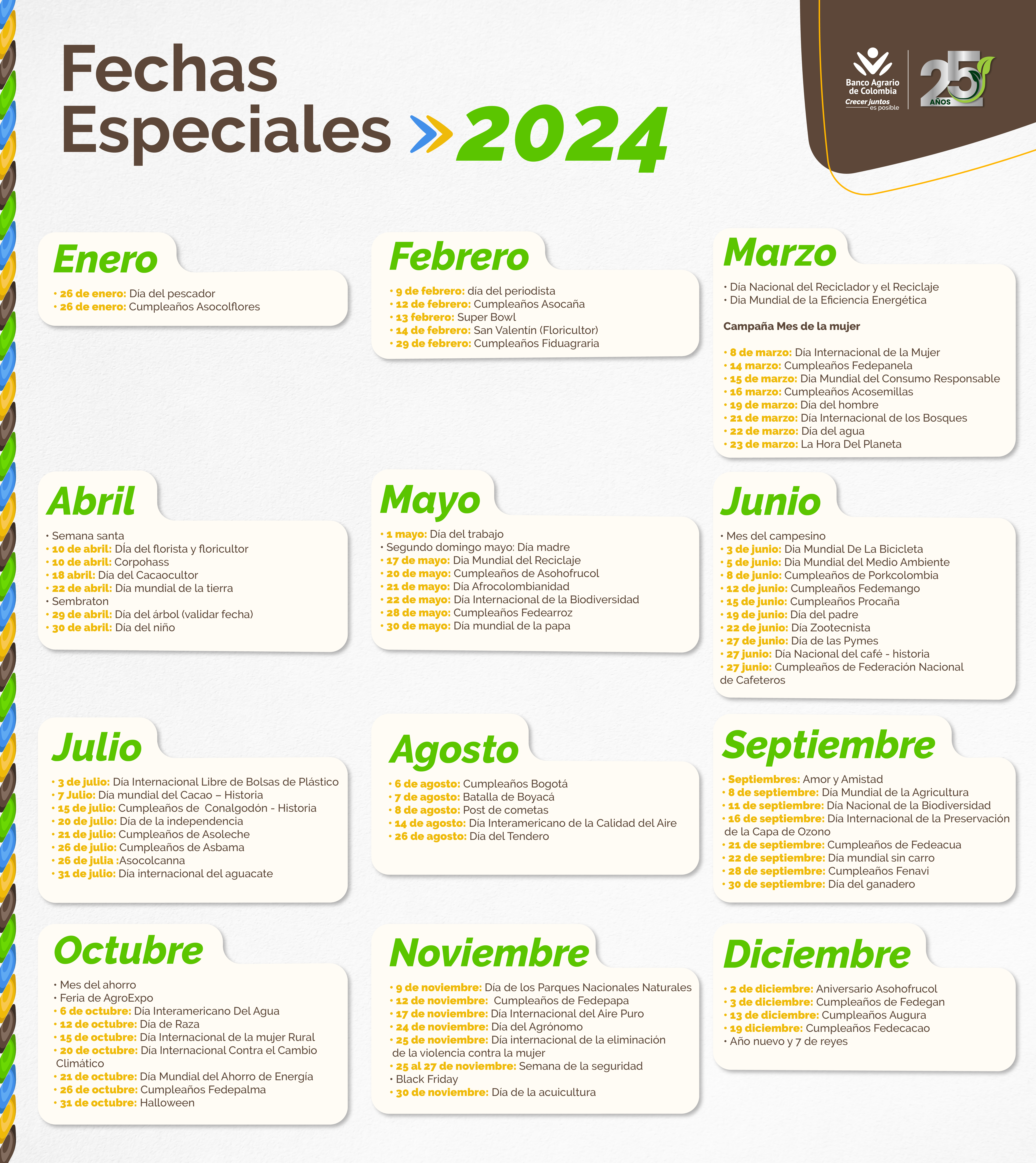 imagen con calendario de fechas especiales