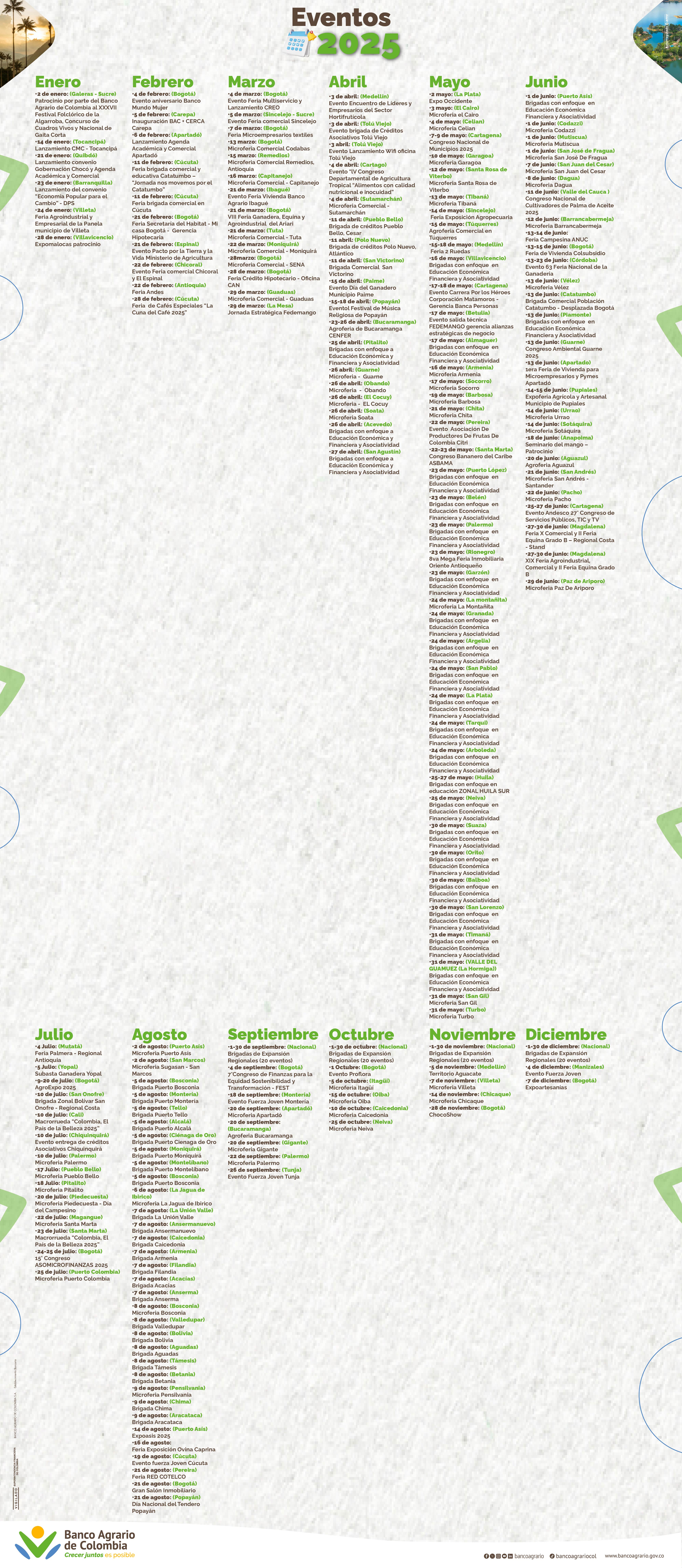 Imagen con calendario de eventos 2025