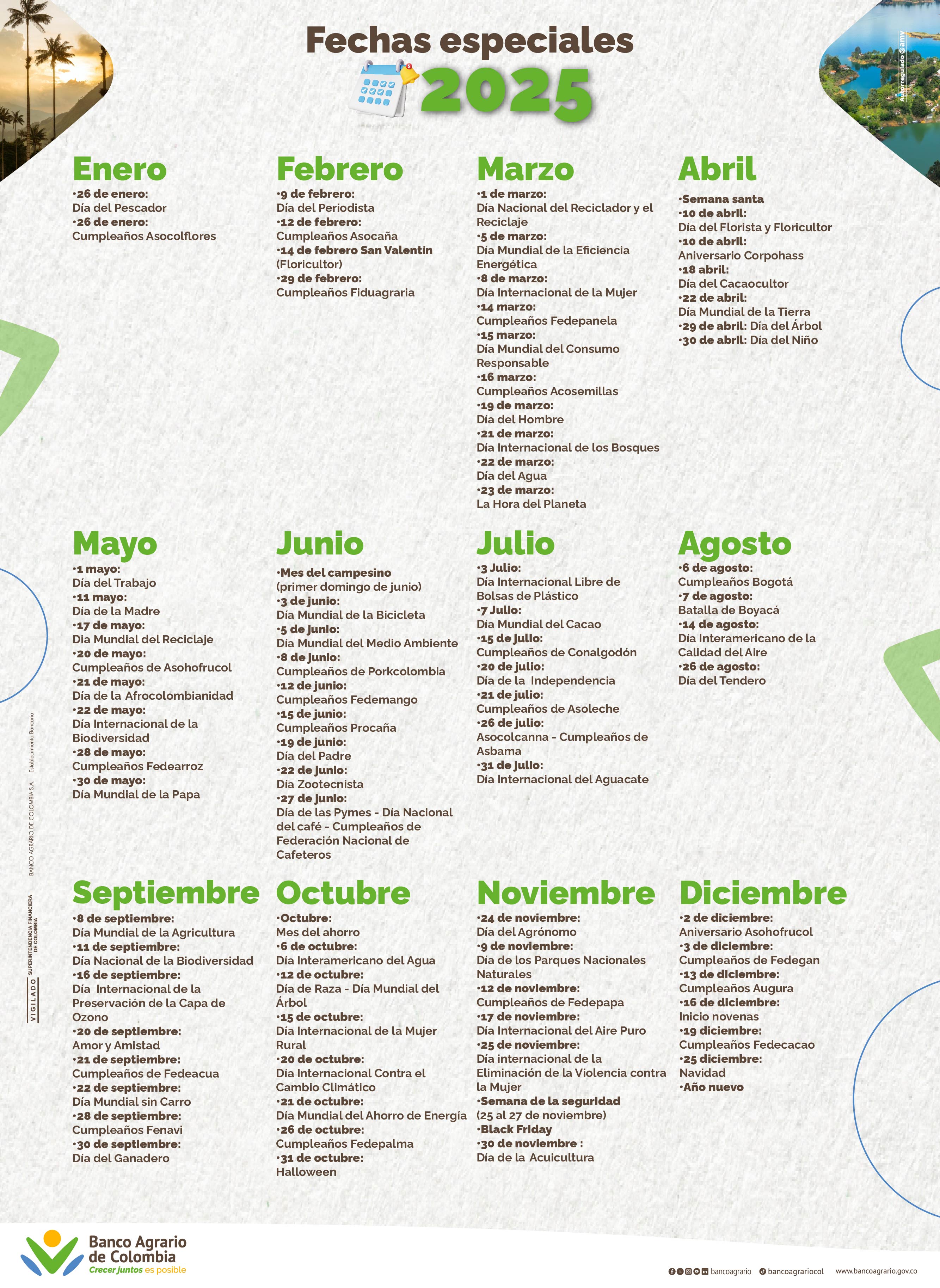 Calendario Fechas Especiales 2025 BAC