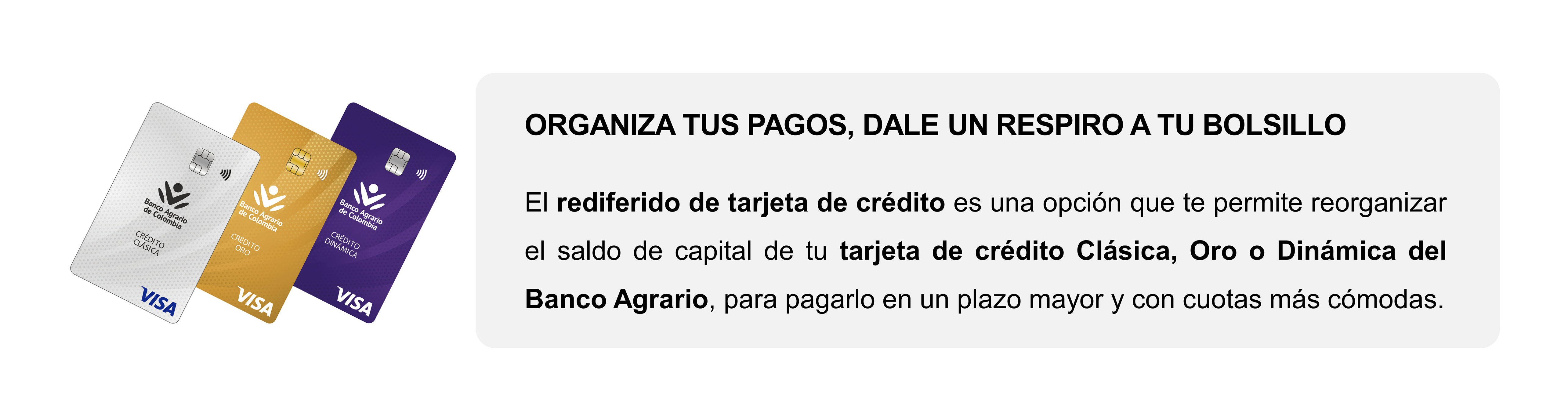 Tres tarjetas de crédito del Banco Agrario