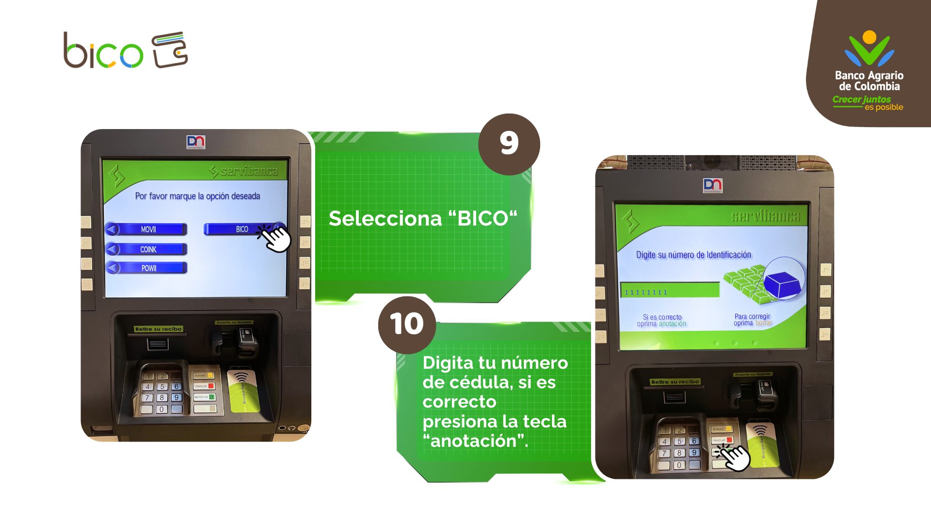 ¿Cómo retiro de BICO en un cajero? 