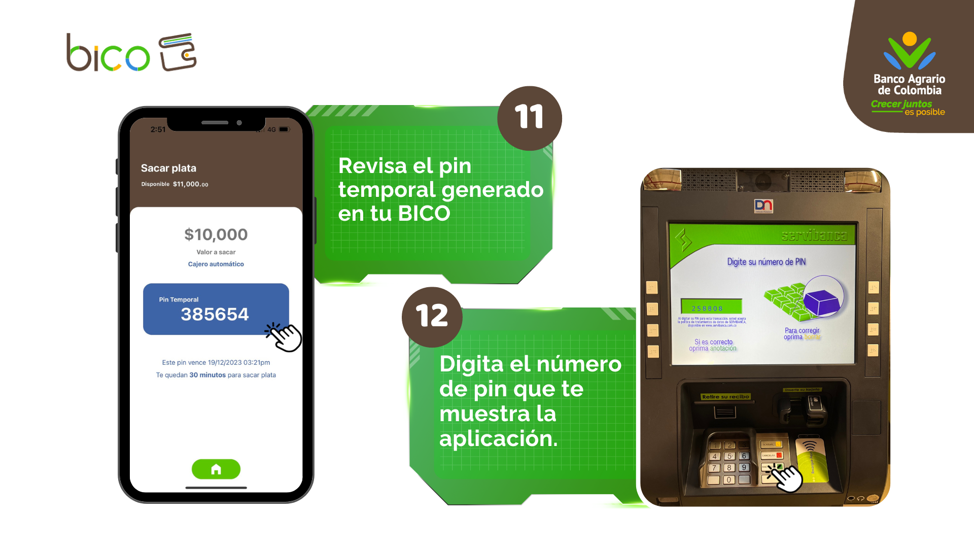 ¿Cómo retiro de BICO en un cajero? 