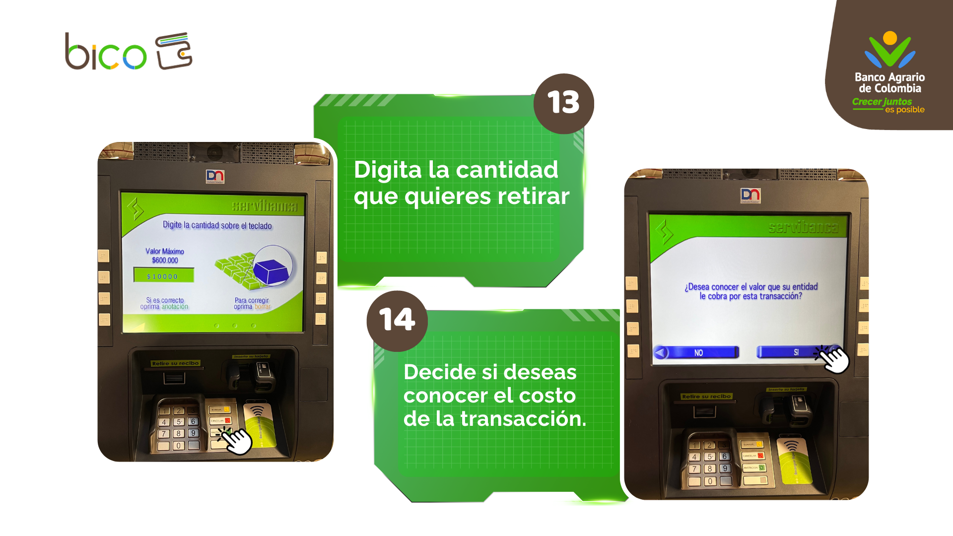 ¿Cómo retiro de BICO en un cajero? 