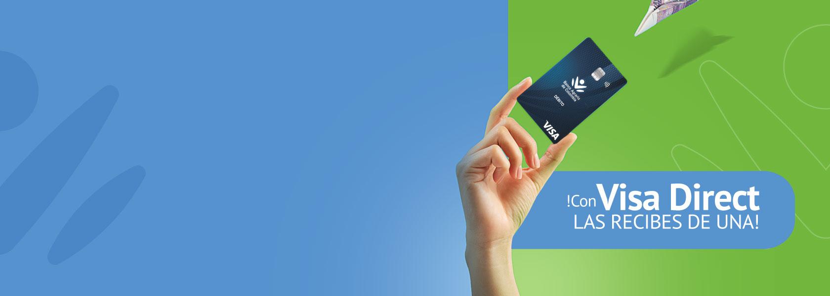 Tarjeta débito VISA en la mano generando confianza y tranquilidad