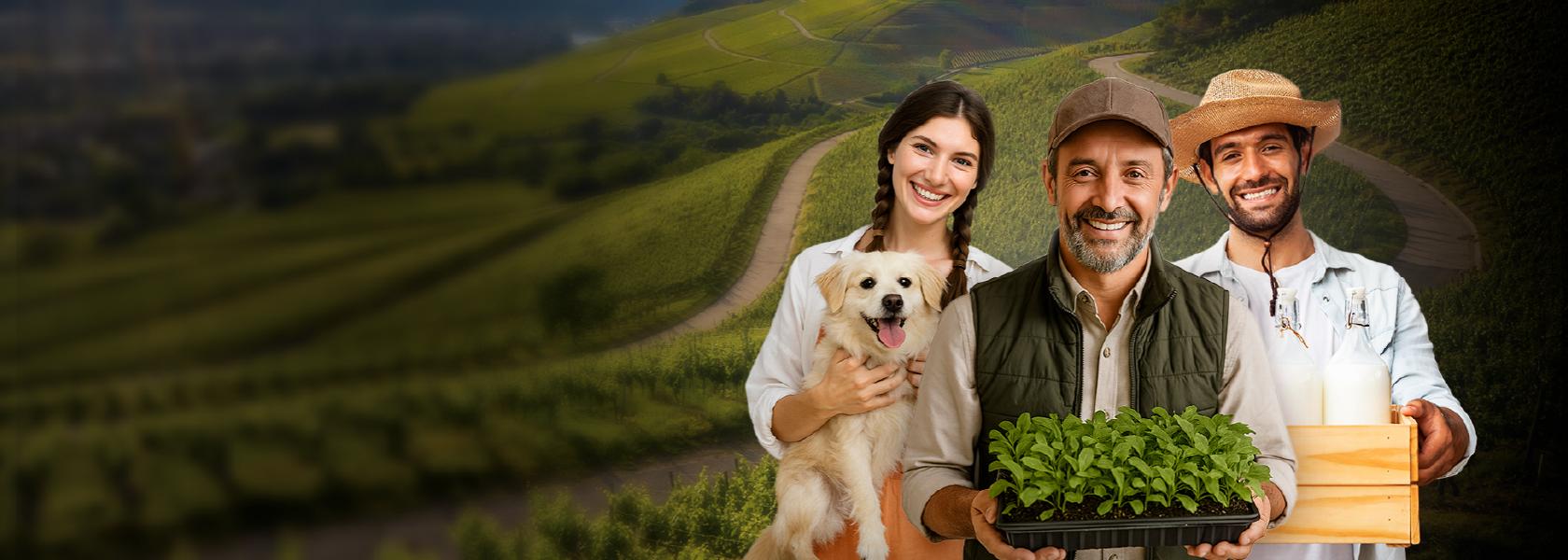 Familia Campesina, mascota paisaje colombiano con tarjeta vecol distribuidores