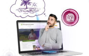 hombre en pc pensando en viajar o estudiar