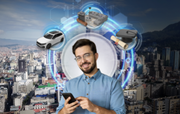 Hombre solicitando crédito digital libre inversión 